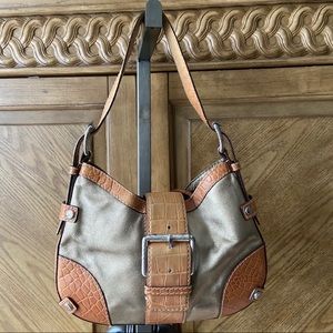 Michael Kors metallic croc trim baguette a bag